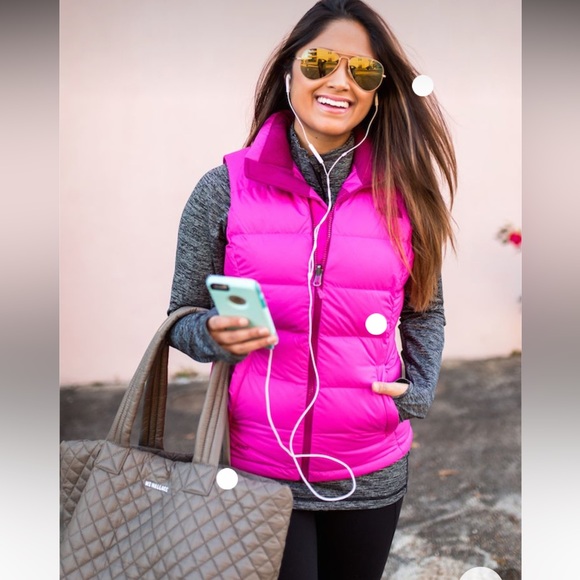 North Face Vest Womens Medium Pink Puffer Nuptuse Goose Down  Fill Insulated - Picture 12 of 14